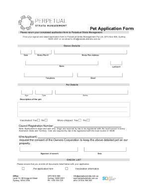 Fillable Online Pet Application Form Strata ChoicePet Application And