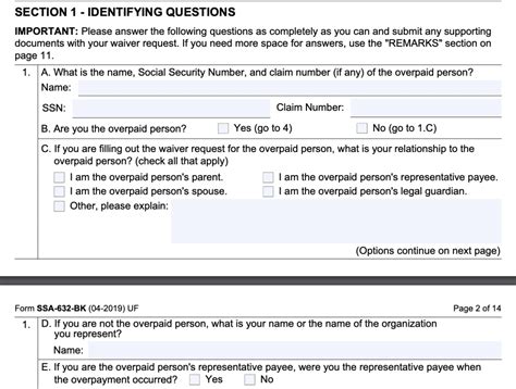 Form Ssa Bk Instructions Waiver Of Overpayment Recovery