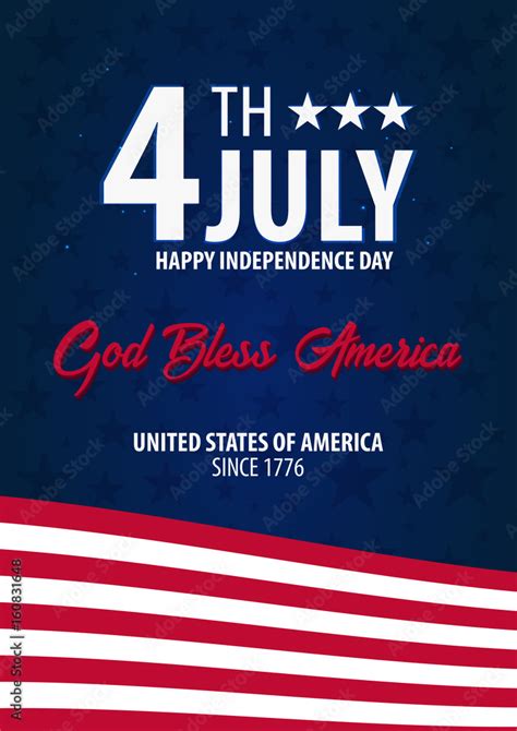 American Independence Day God Bless America Th July Template