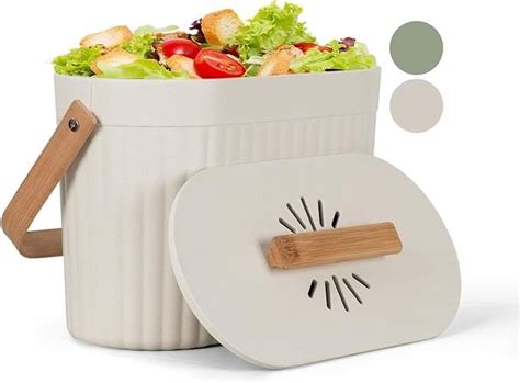 Odorless Counter Top Compost Bucket with Lid - Yatmung Small Kitchen ...