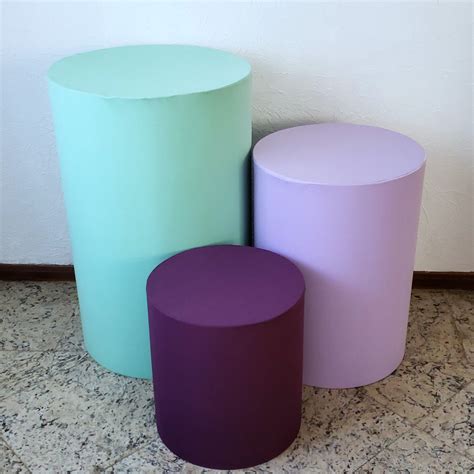 Trio Mesas Cilindro Capa Cores Verde Lil S Roxo Loca O