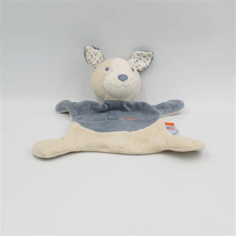 Doudou Plat Chien Bleu Beige DANDY SUCRE D ORGE