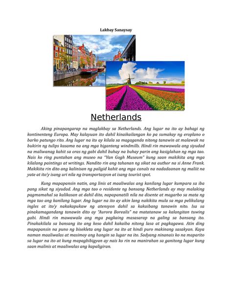 Lakbay Sanaysay Netherlands Lakbay Sanaysay Netherlands Aking