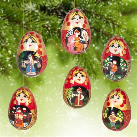 Ornaments Set Russian Miniatures - Wooden Christmas Ornaments