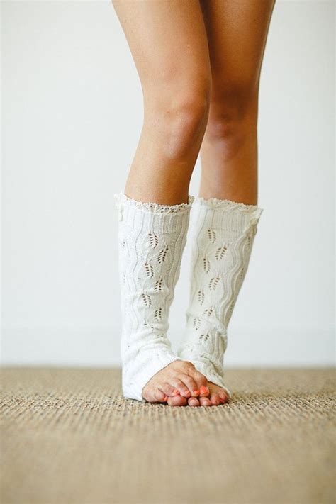 Women S Short Knitted Leg Warmer Or Boot Topper With Open Lace Knit