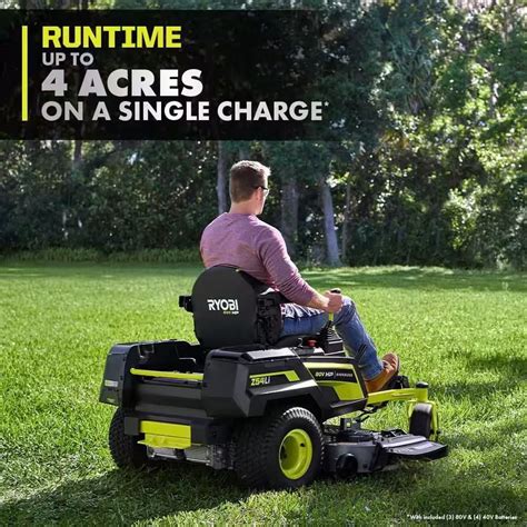 Ryobi 54 In 80 Volt Hp Brushless Battery Electric Cordless Zero Turn Mower Blower Backpack