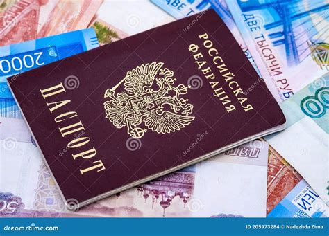 Russian Passport And Rubles Russian Paper Money Two Thousand Rubles