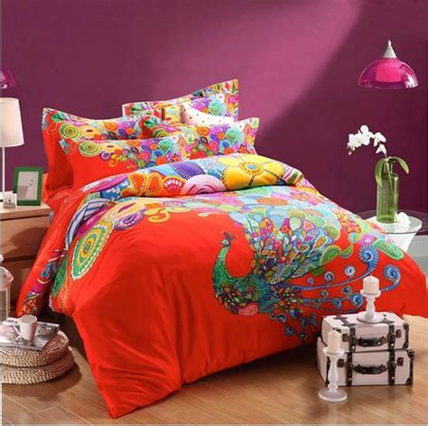 Peacock Print Bedding Sets Bohemian Duvet Covers Queen Boho Style