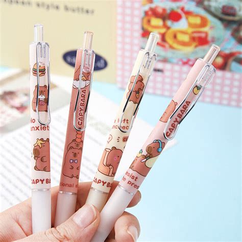 4Pcs Cute Anime Capybara Gel Pen Cartoon Neutral Pen Ballpoint Pen