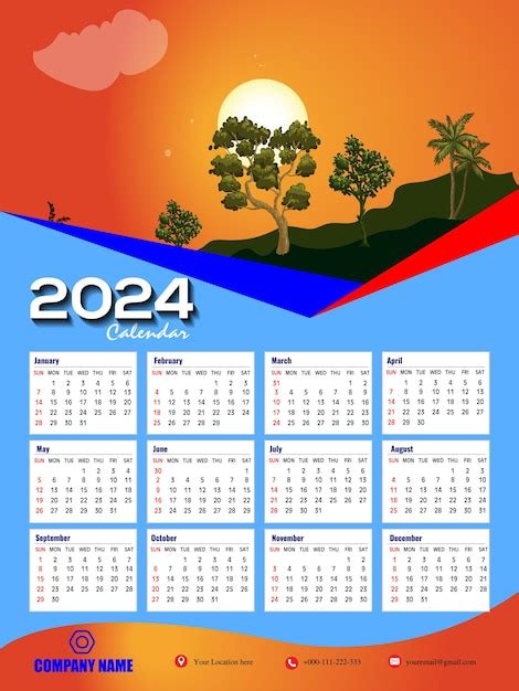 Mod Le De Conception De Calendrier Mural D Une Page Moderne