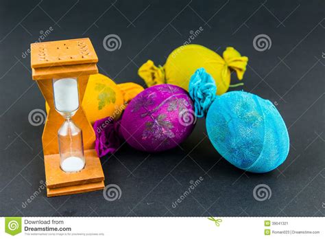 Hourglass For Cooking Easter Eggs Stock Image Image Of Fabric Leaf