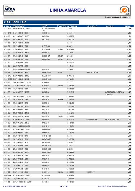 Tabela de Preços ARCA - ARCA RETENTORES - Página 55 | PDF Online | PubHTML5