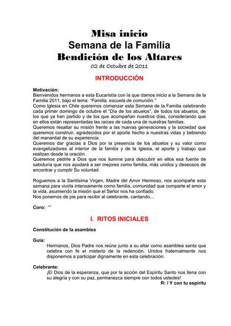 Peticiones Para Misa De Familia Monicion De Entrada Apuntes Misa