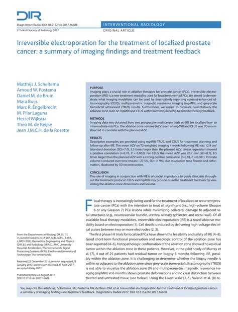 Pdf Irreversible Electroporation For The Treatment Of Localized