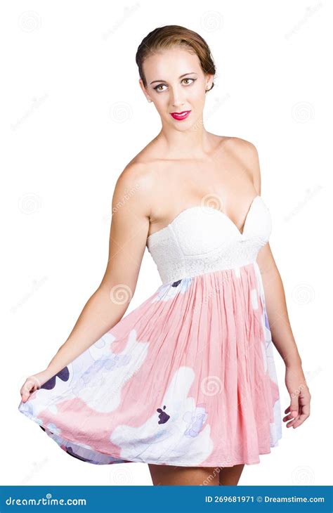 Beautiful Woman In Pink Floral Dress Stock Image Image Of Person