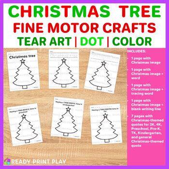 Preschool Christmas Tree Fine Motor Activity Tk December Tear Art