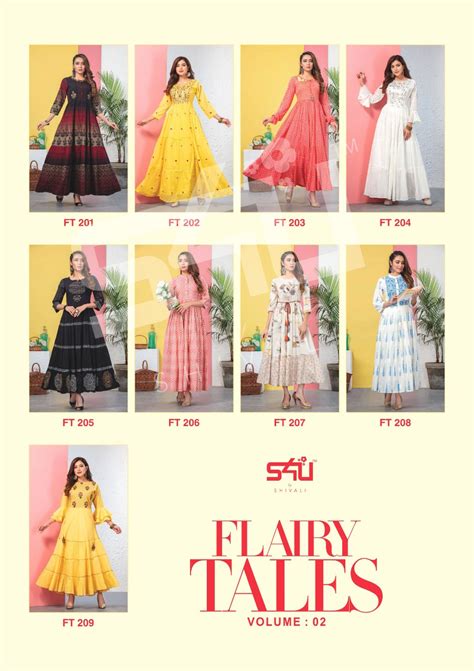 S4u Shivali Fairy Tales Vol 2 Heavy Designer Printed Cotton Long Flair