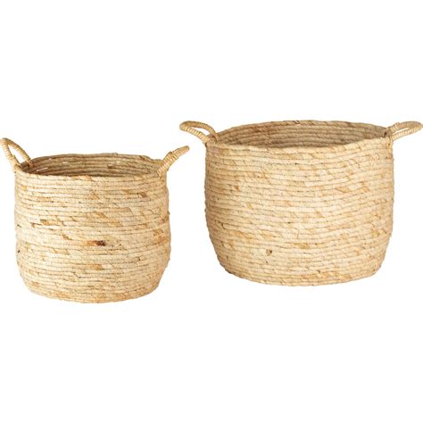 Kalalou 2 Piece Woven Seagrass Display Basket Set With Handles CCH1072