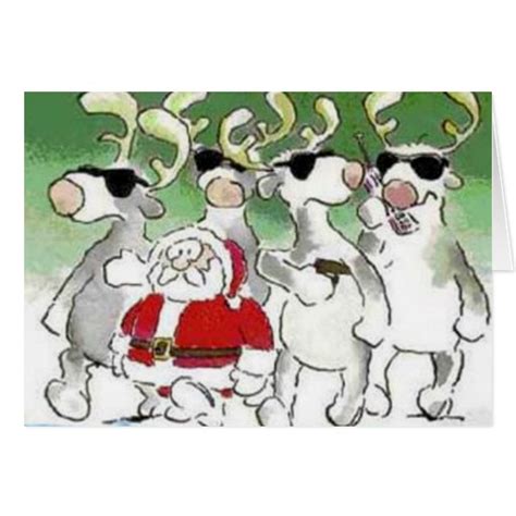 Funny Santa Secret Service Reindeer Christmas Card Zazzle