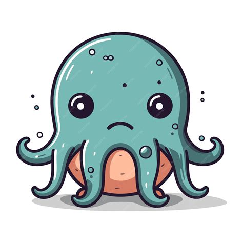 Premium Vector Octopus Character Design Cute Cartoon Octopus Vector Illustration