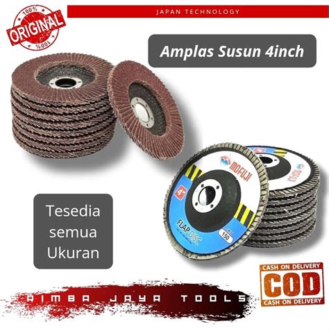 Jual Mofuji Amplas Susun 4 FLAP DISC 100x16mm Grid 40 400 Mata Batu