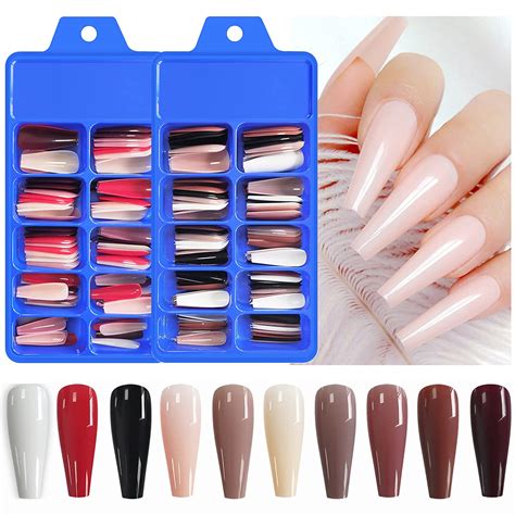 Amazon Addfavor Pcs Coffin Press On Nails Long Ballerina Fake