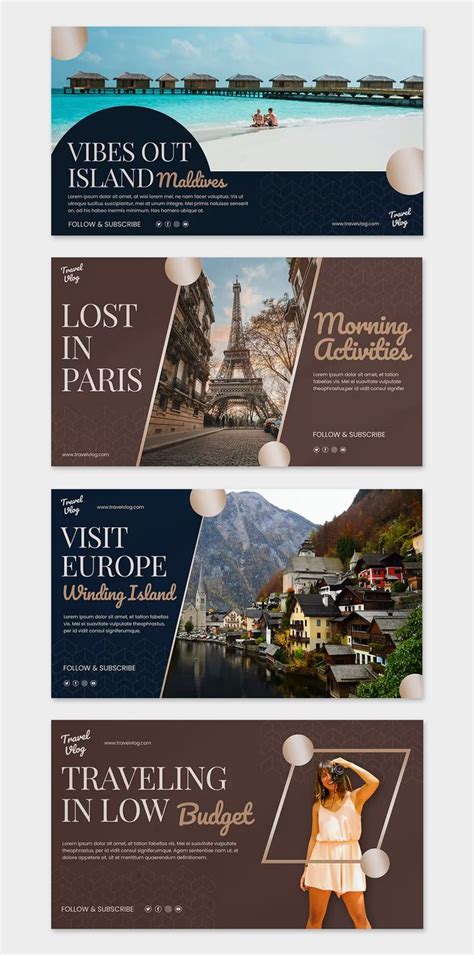 Travel Vlog Youtube Thumbnail Templates Psd In Youtube Thumbnail