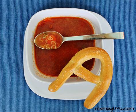 Alphabet Soup with Alphabet Pretzels • Mamaguru