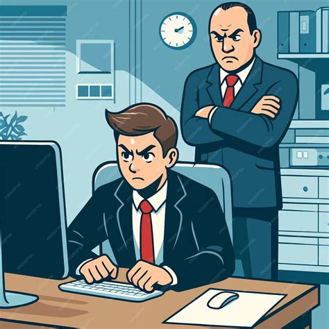 Ilustración de un empleado que está molesto con el jefe | Vector Premium