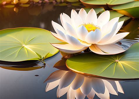 White Water Lily On An Evening River Closeup Shot Of Lilies Ai Artwork