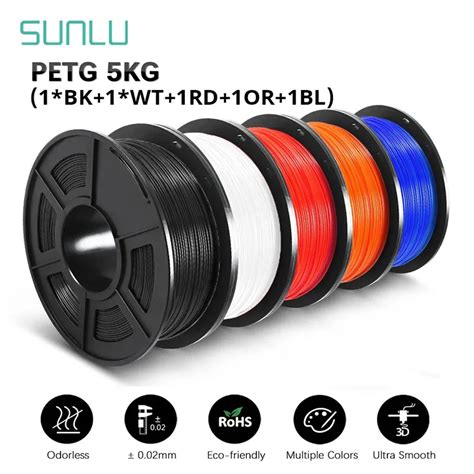 SUNLU PETG 3D Filament 1KG 1 75MM 5 Rolek Starannie U O Onych Za Darmo