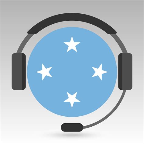 Micronesia flag with headphones, support sign. Vector illustration
