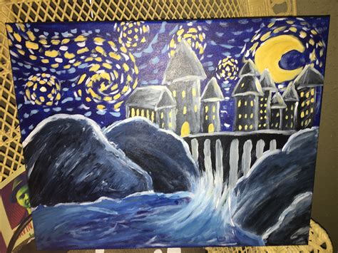 Hogwarts Starry Night Painting At Paintingvalley Explore