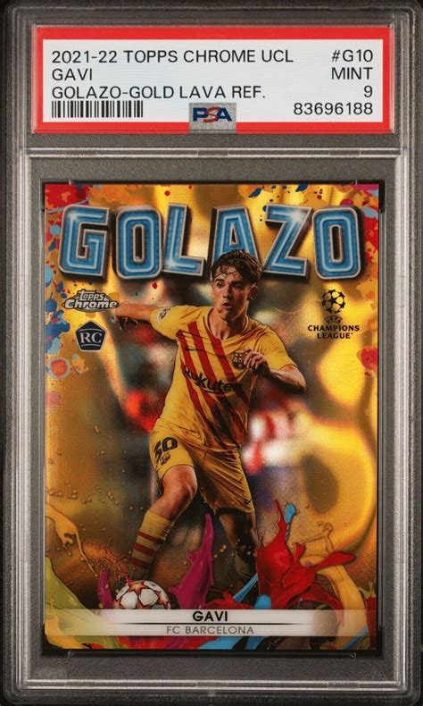 2021 22 Topps Chrome UCL Golazo Gold Lava Refractor G 10 Gavi RC