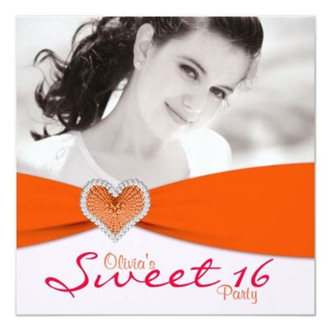 Pink Orange Sweet Sixteen Photo Birthday Party Invitation Zazzle