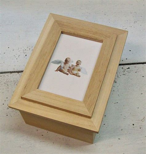 Unfinished Natural Wood Keepsake Box Frame Hinged Lid Display Etsy