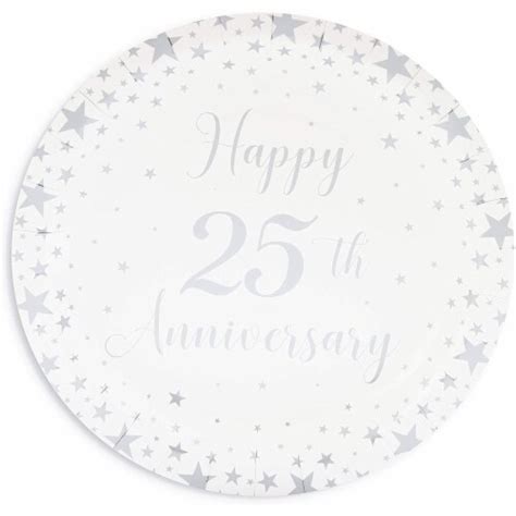 Happy 25th Anniversary Party Paper Plates 7 Inches For Cake Dessert 80