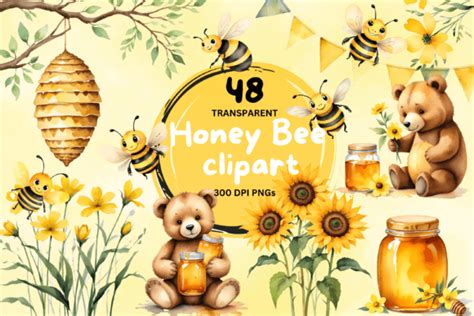 Watercolour Honey Bee Clipart Graphic By Vector Verse Creative Fabrica