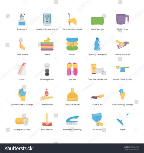 Bathroom Accessories Icons Set Stock Vector Royalty Free 1336354388