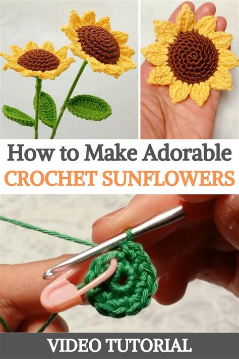 How To Make Adorable Crochet Sunflowers Crochet Sunflower Crochet Basket Pattern Free