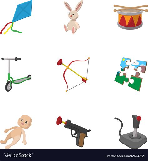 Toys Icons Set Cartoon Style Royalty Free Vector Image