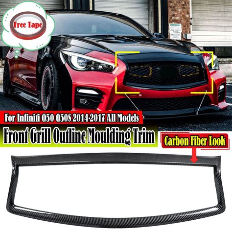 High Quality Front Grill Mesh Trim Outline Cover Overlay For INFINITI