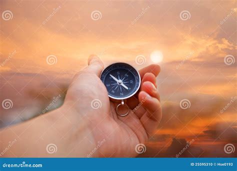 Compass In Hand Stock Photo Image 25595310