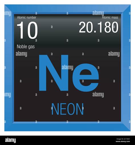 Neon symbol. Element number 10 of the Periodic Table of the Elements ...