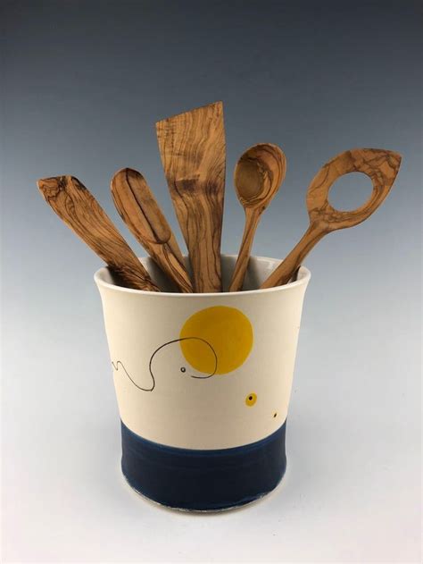 Ceramic Utensil Holder Utensil Crock Modern Design Etsy Ceramic Utensil Holder Utensil