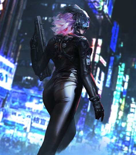 Wallpaper Cyberpunk Science Fiction Science Fiction Women Women