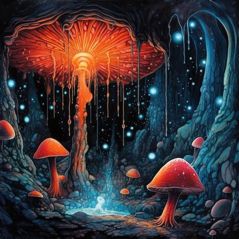 Premium AI Image | mushroom forest art trypophobic illustration tattoo design tshirt scary ...