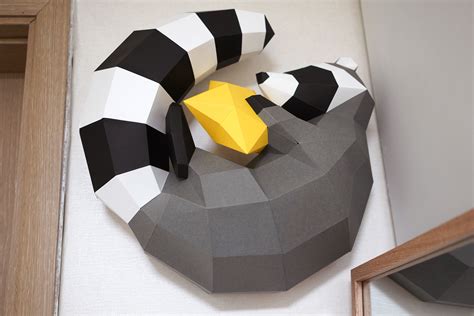 Best Sleeping Raccoon Papercraft Pdf Template Low Poly Sleeping