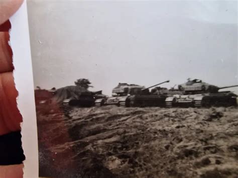 Ww British Army Tanks In A Row Some Covered Original Ww Photo X Cm