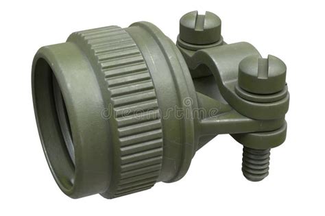Close Up Of A Military Aircraft Cable Connector Isolated On White